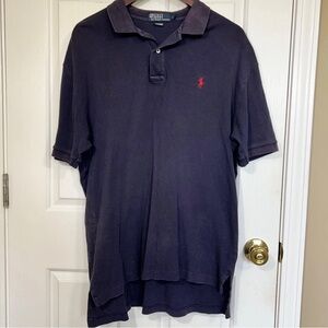 Polo By Ralph Lauren Mens Polo Shirt L Blue Red Pony Vintage Made In Philippines